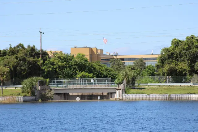 Largo Medical Center seen across Taylor Lake in Largo, Florida