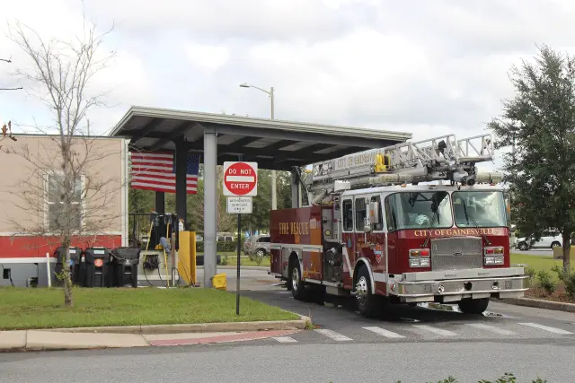 Gainesville Fire Rescue Station 9 with fire engines in Gainesville, Florida
