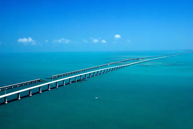 Aerial view of the Seven Mile Bridge on the Overseas Highway in the Florida Keys