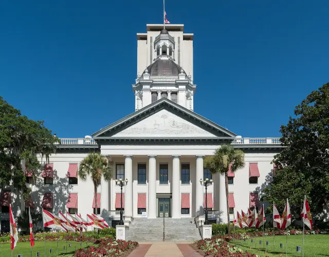 Florida's Historic Capitol with the new State Capitol tower behind it, Tallahassee, Florida